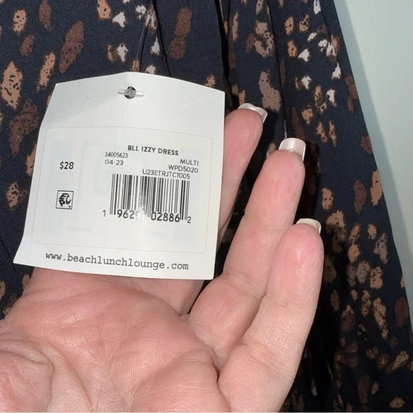 NWT beachlunchlounge Black Dress with Brown Spot Print, Long Sleeve Lined - Picture 6 of 11
